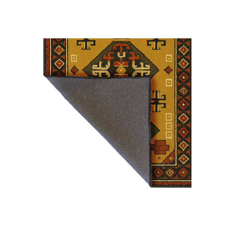 Tapis tissé orange traditionnel Mosso, 2' x 2'11"