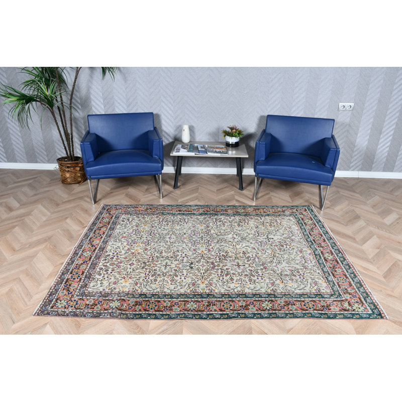 Tapis turc tissé à la main avec motif floral anatolien en laine arc-en-ciel idéal pour la chambre à coucher - pièce décorative sur mesure tissée à plat Oushak