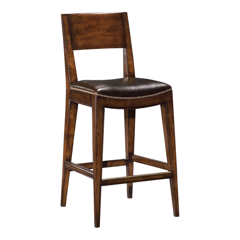 Cashiers Bar & Counter Stool, Bordeaux Leather/Cocoa Frame, Counter Stool (24" Seat Height)