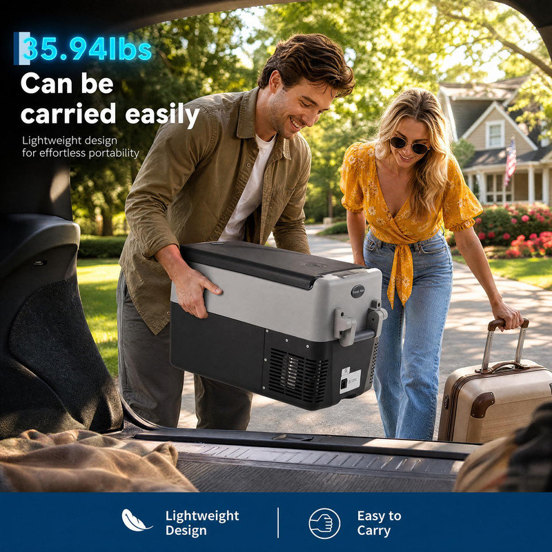 Réfrigérateur portatif 40QT à deux zones et congélateur, réfrigérateur de voiture 12V avec application pour la maison, le camping, les voyages en voiture et le garage