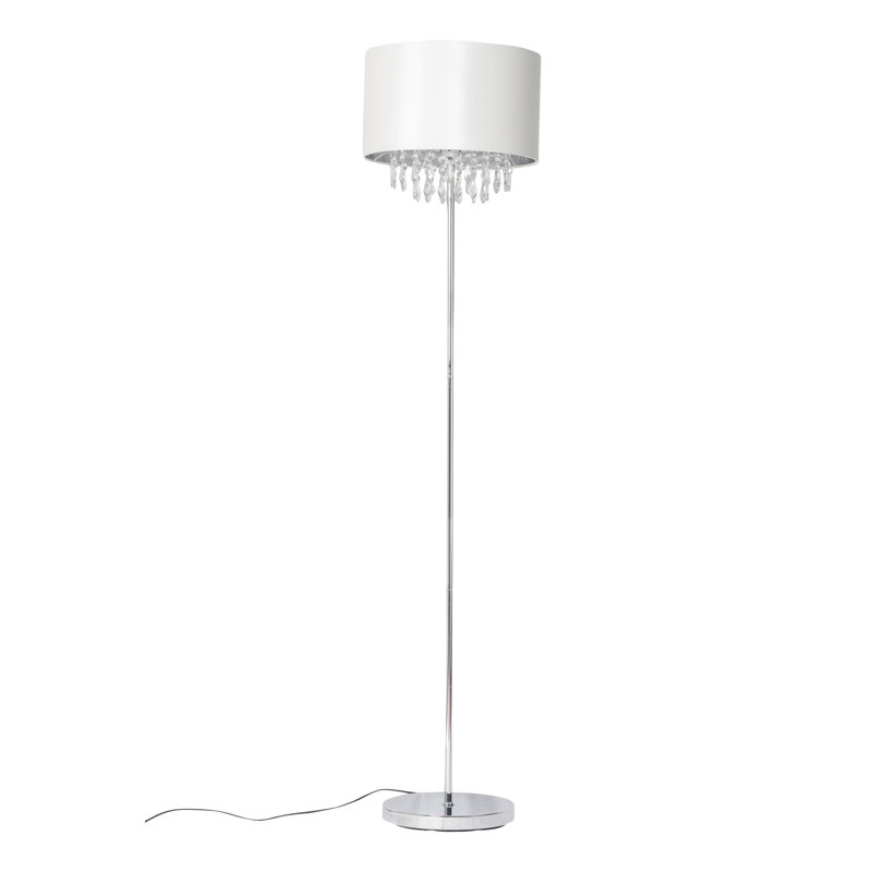 Gracie 150cm Chrome Traditional Floor Lamp, Cream/Off White
