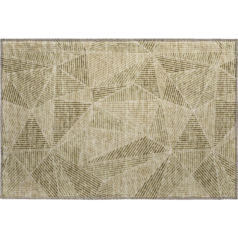 Premium Machine Washable Cerrito Khaki Rug, Rectangle 1'8" x 2'6"