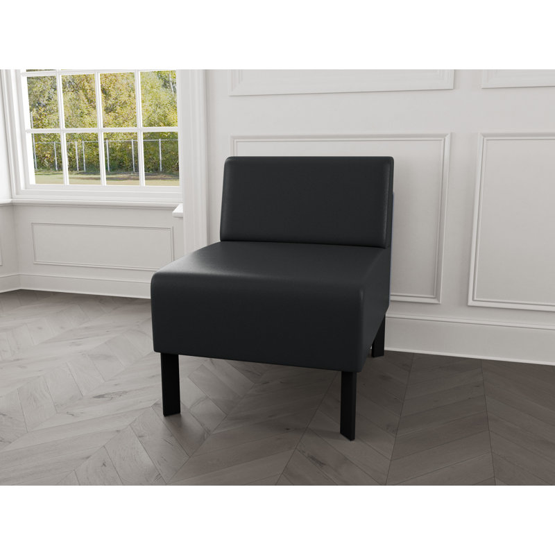 Chaise d'invité sans accoudoirs Luxe Lounge, Acier noir, Modena graphite