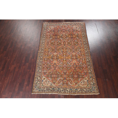 Tapis persan antique à motif de teinture végétale antique Mahal noué à la main 7 x 11