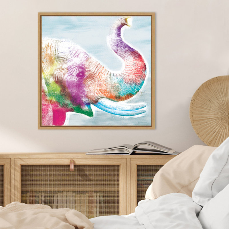 "Colorful Elephant" par Marie Elaine Cusson, reproduction d'art sur toile encadrée, H 22 po x l 22 po