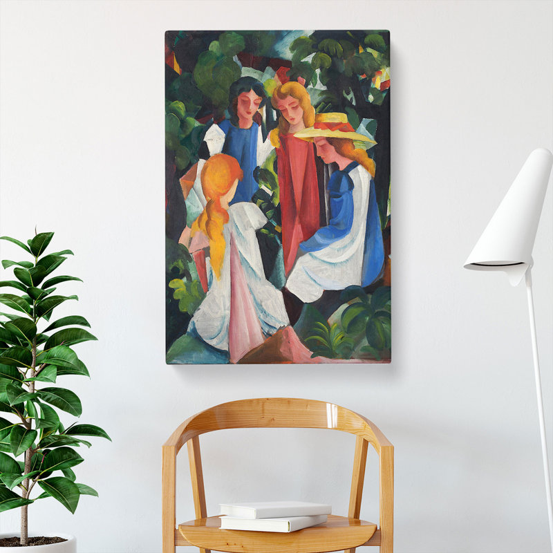 Four Girls by August Macke - Wrapped Canvas Painting, 76cm H x 50cm W x 3cm D