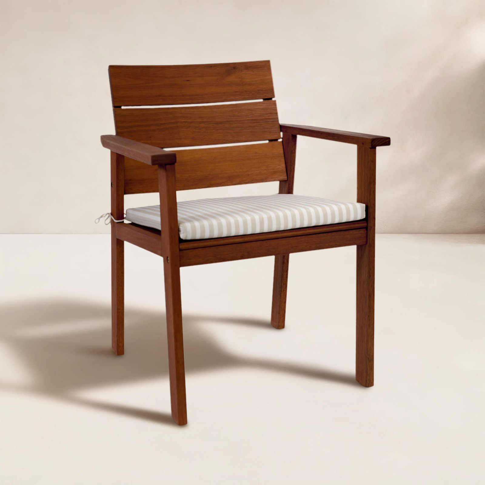 Brighton Wood Premium All-Weather Wicker Outdoor Dining Armchair with Cushion