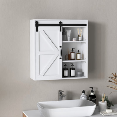 Armoire de salle de bain polyvalente avec porte coulissante lisse et tablette personnalisable