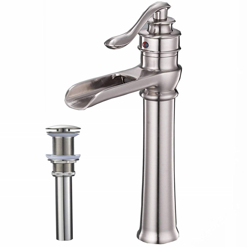 Single-handle Bathroom Faucet with Drain Assembly, Brushed Nickel