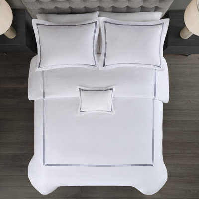 Luxury 5-piece Cotton Sateen Bedding Set, Embroidered, Hotel Style Comfort