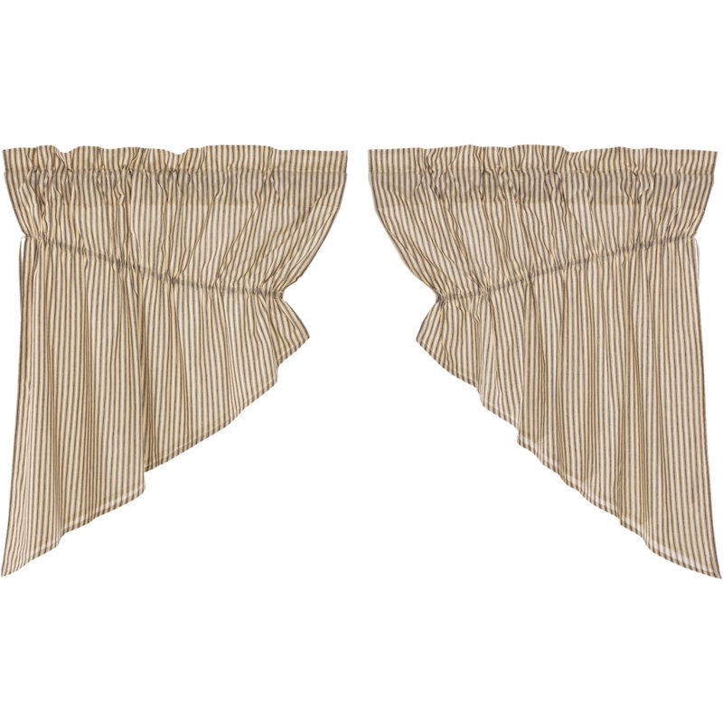 Sawyer Mill Cotton Striped Swag Kitchen Curtain, Charcoal