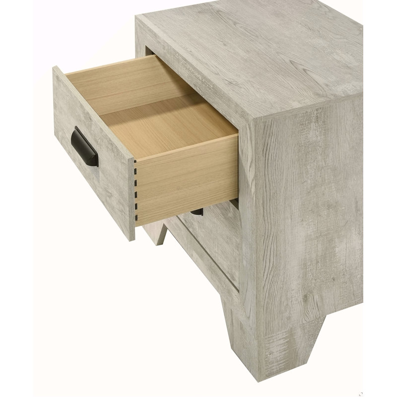 Table de chevet transitionnelle 1Pc 2 tiroirs avec quincaillerie en métal
