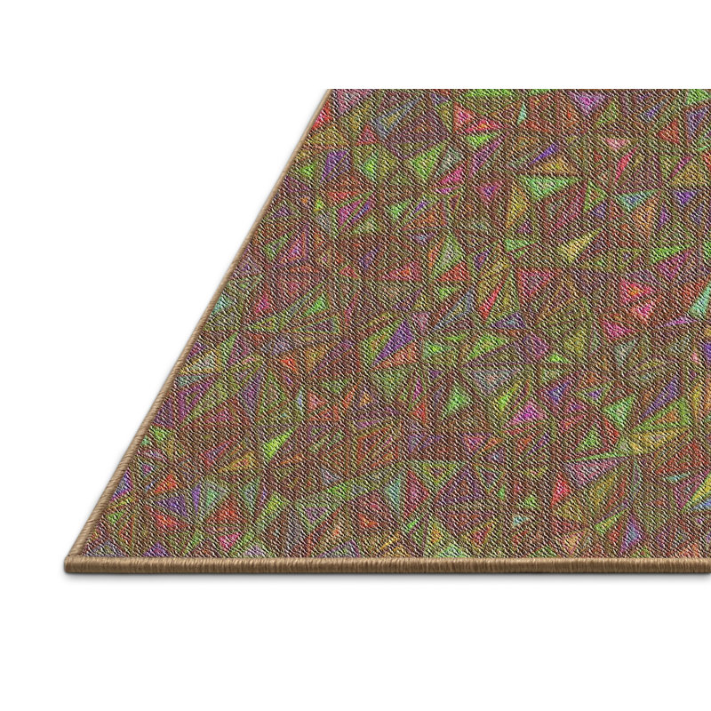Tapis décoratif brun géométrique, Rectangle 5 pi x 7 pi