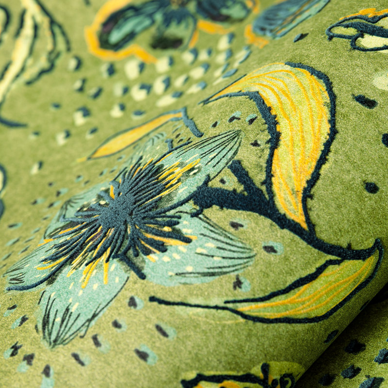 Pepper Embossed Wild Flower Felice Wallpaper Roll, Yellow/Green