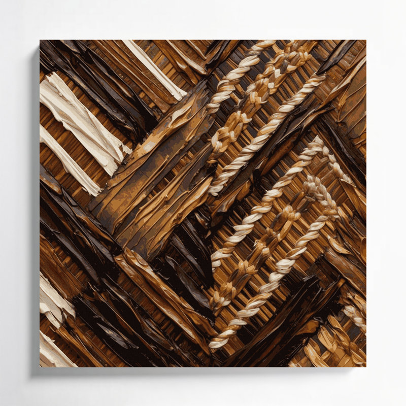 Hawaiian Lauhala, art mural sur toile brun, H 16 po x l 16 po