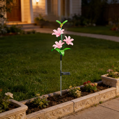 Night Light Solar-Powered Garden Ambiance Lights And LED Fiber Optics Lilys And Hummingbirds Lamps And Garden Lawns And Courtyard Lighting