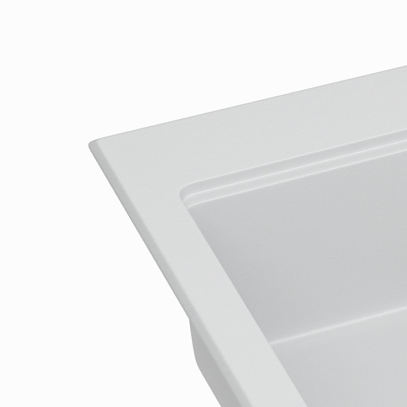 Évier de cuisine en quartz - Évier de cuisine encastré en granite blanc 30 po x 22 po