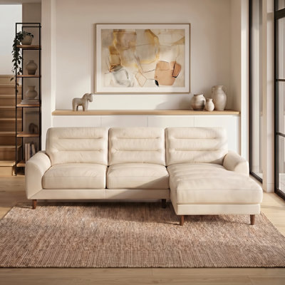 Godfred Genuine Leather Sectional Sofa & Chaise with Sturdy Frame