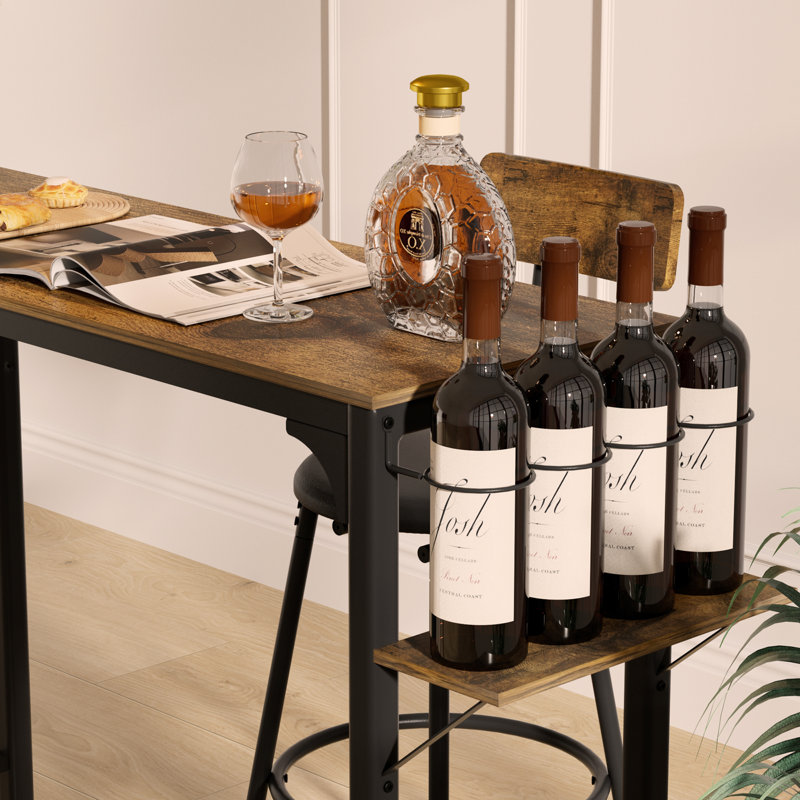 Table de bar industrielle avec plateau en bois et deux chaises - table bistro Bistro Whiskey, l 47,44 po x P 15,75 po x H 35,43 po