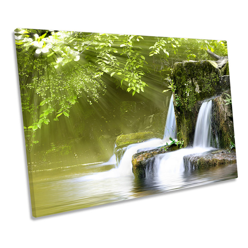 X0876 Forest Spring Landscape Stream - Wrapped Canvas Print, 91.4cm H x 137.2cm W x 4cm D