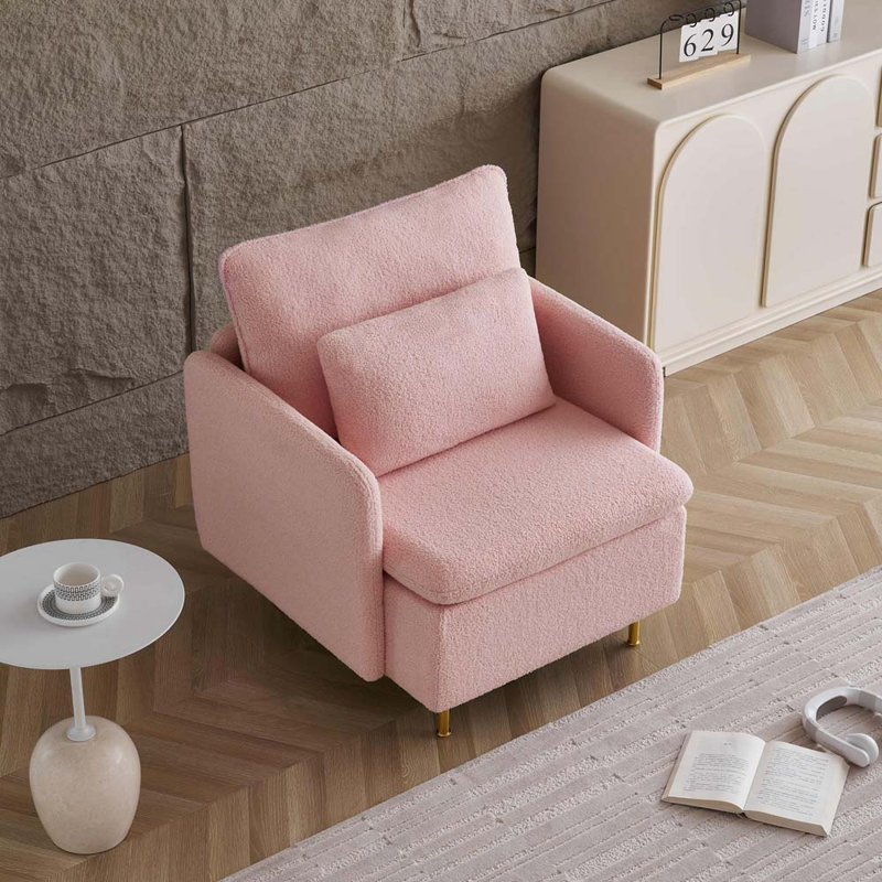 Chaise d'appoint Juhee Modern Club Chair, Tissu sherpa rose