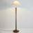 White + Gold + Nut-brown Fabric + Solid Wood + Copper Free form Floor Lamps