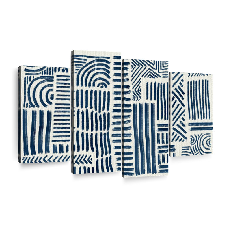 «Strokes And Lines», ensemble de 4 reproductions sur toile 4 pièces par AfroArtistry Studio, H 27 po x l 43 po x P 1,25 po