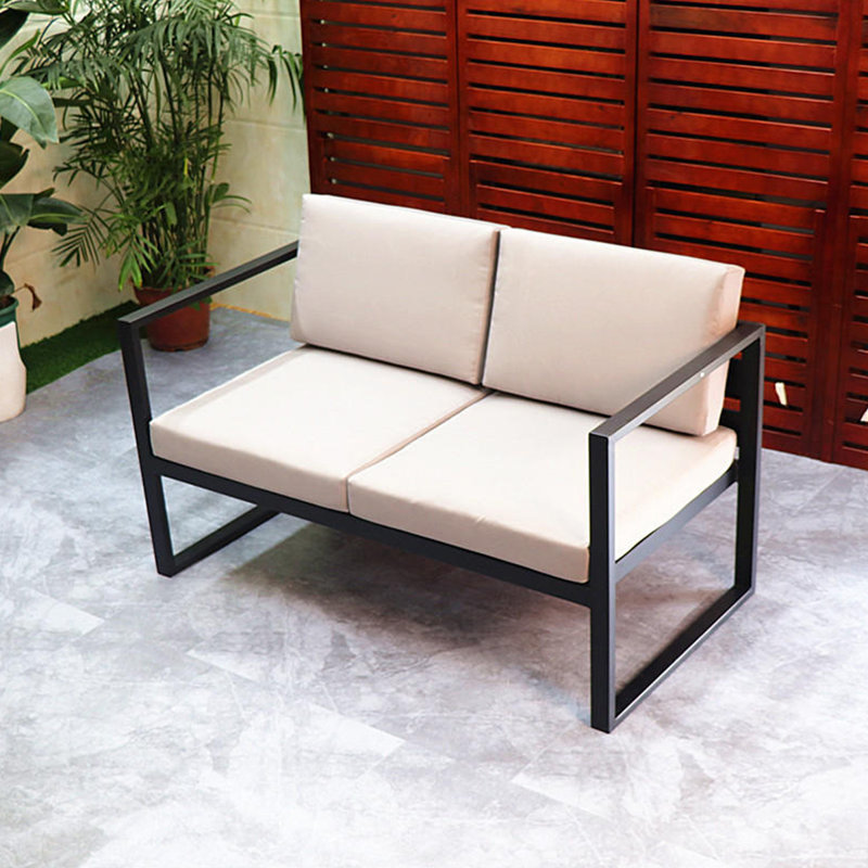 Hinderikus 57.09'' Wide Rectangle Aluminum Loveseat with Cushions