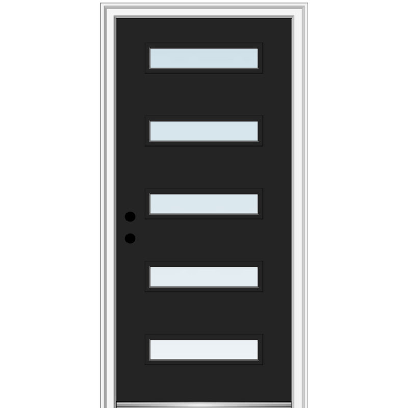 Porte d’entrée pré-raccrochée en acier Spotlight, H 80 po x l 36 po x P 1,75po, S'ouvre à droite vers l'intérieur, Noir