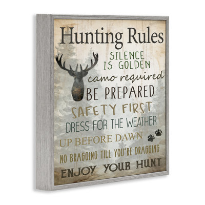 «Hunting Rules Rustic List», estampe numérique, conception de Kim Allen