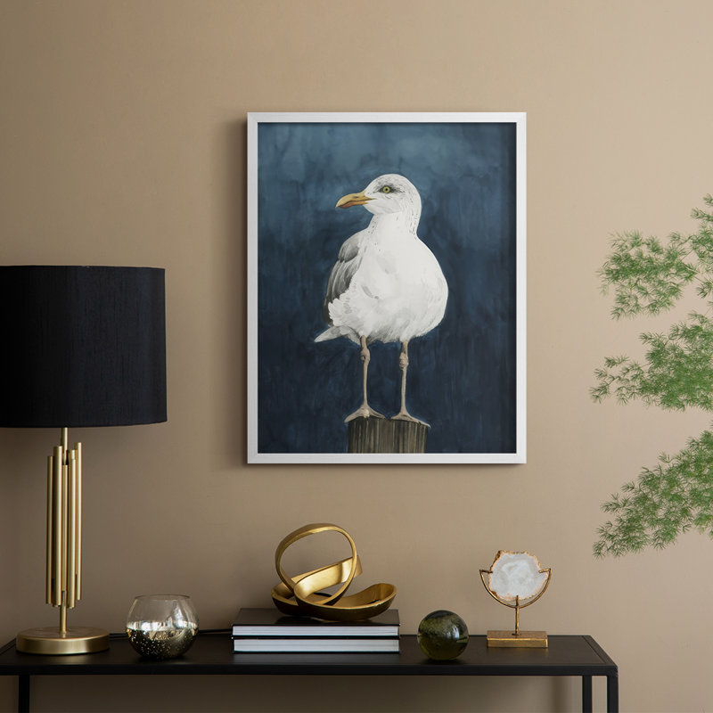 Reproduction encadrée Night Gull II - bois massif, H 15 po x l 12 po, Blanc