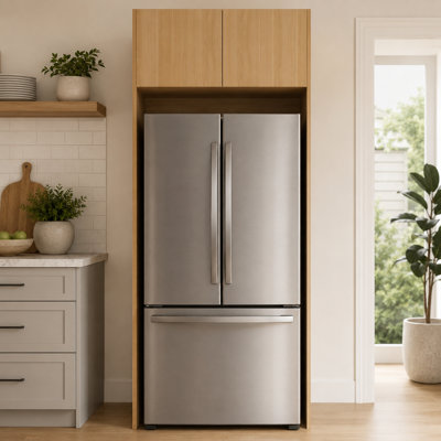 92.5"H Pantry Cabinet Refrigerator Cabinet With Overhead Storage For Kitchen & Laundry Room