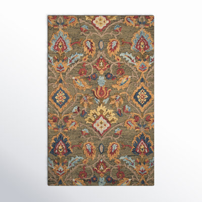 Tansy Handmade Wool Green / Multi Rug