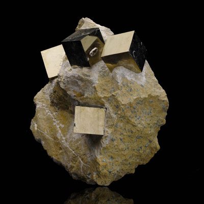 Natural Pyrite Cubes on Matrix From Spain