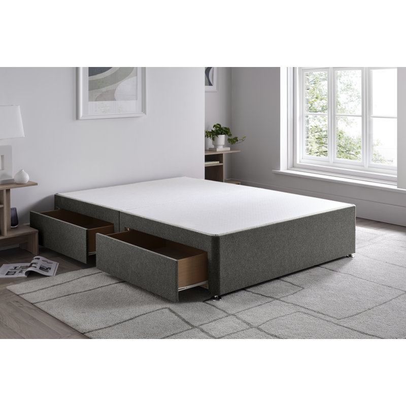 Wool Divan Bed Base, Single (3'), Pewter, No Drawers