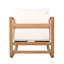 Chaise longue d'extérieur, fauteuil club en bois d'acacia, siège surdimensionné avec ensemble de coussins blancs
