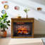 Foyer électrique de 28 po avec manteau de cheminée Winston Porter - foyer à quartz infrarouge avec roulettes et télécommande - flamme et bûche réalistes - luminosité de flamme réglable - foyer pour le salon, chêne caramel