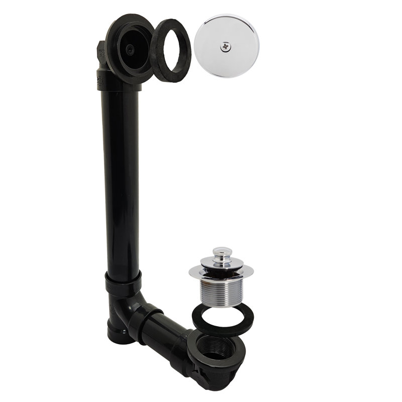 Twist and Close ABS Leg Tub Drain With 2-Hole Overflow, Polished Chrome