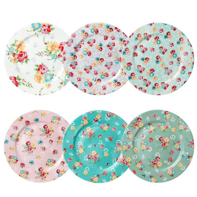 Ensemble de 6 assiettes à dessert / à salade Grace Tea Ware Rose Chintz Rose