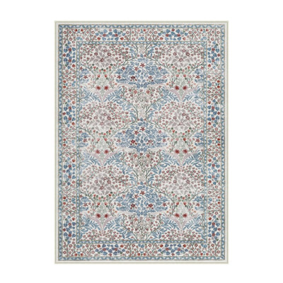 Floral Washable Stain Resistant Area Rugs for Living Room Bedroom, Vintage Boho Non-Slip Forest Carpet for Entryway