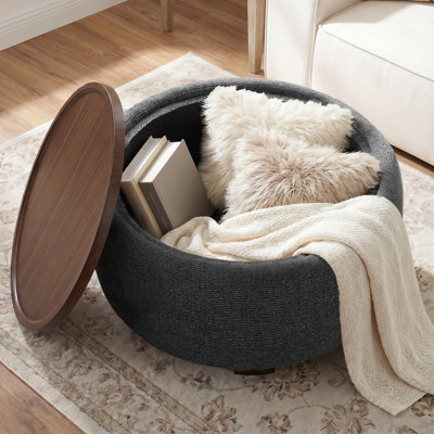 Round Cocktail Ottoman with Storage