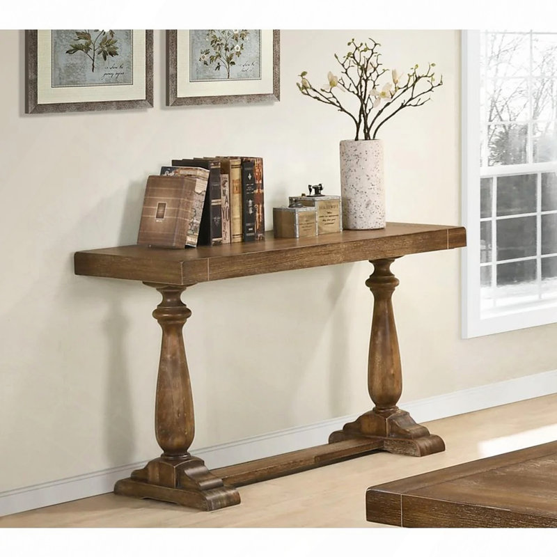 Console de 50 po en bois transitionnel, table en bois massif pour le vestibule et le salon, Bois flotté