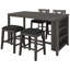 Ensemble de 5 tables de bar en bois à hauteur de comptoir avec 2 tabourets et 2 chaises, blanc-224285372-224285370-224285373