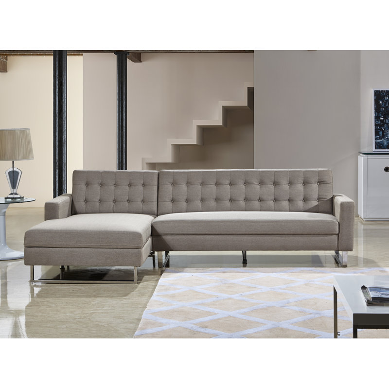 Jakin Upholstered L-Shaped Sectional, Beige, Right Hand Facing