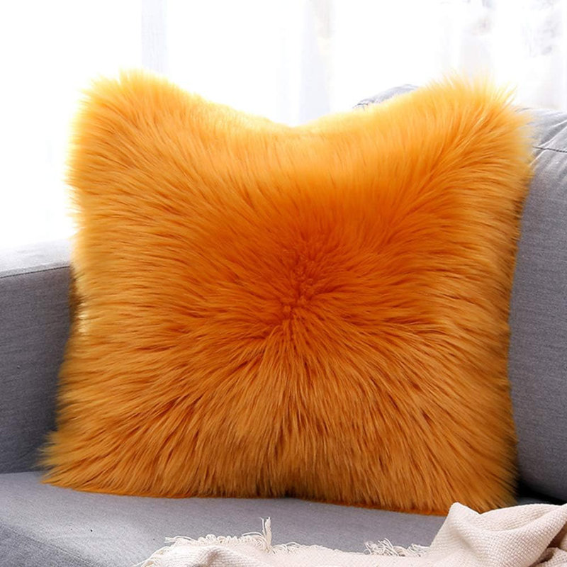 (Cover Only) Pack of 1 Furry&Faux Solid Colors Throw Pillow Cover 16"x16", 16" x 16", Pink