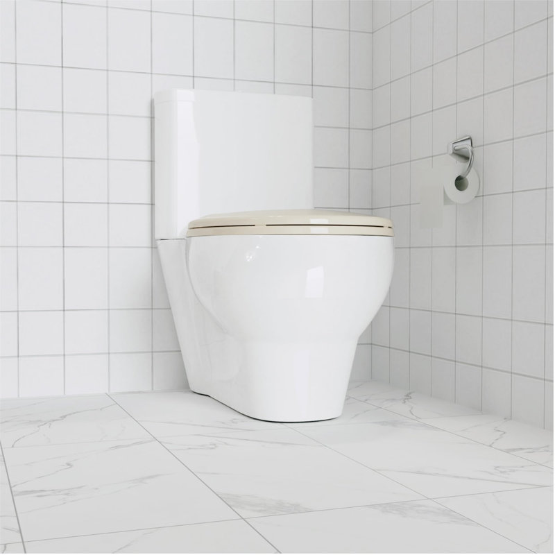 Siège de toilette allongé avec fermeture lente Installation facile, Beige