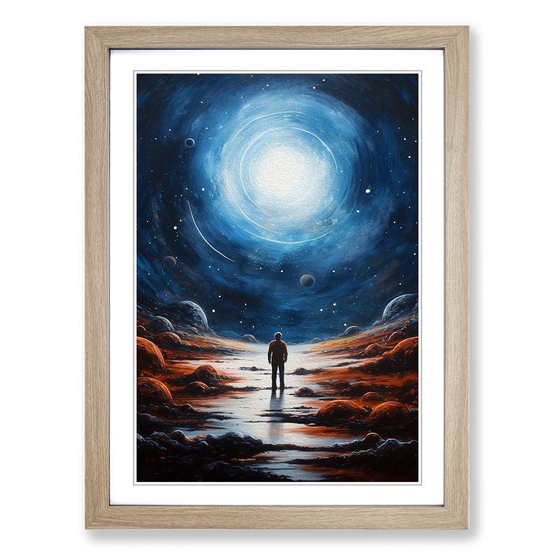 Single Picture Frame Print on Wood, Oak Framed, 46cm H x 34cm W