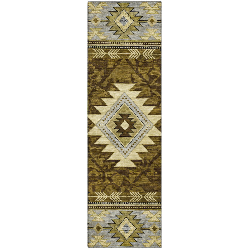 Premium Machine Washable Lubbers AMF1754 Tribal Rug, Runner 2'3" x 7'6"