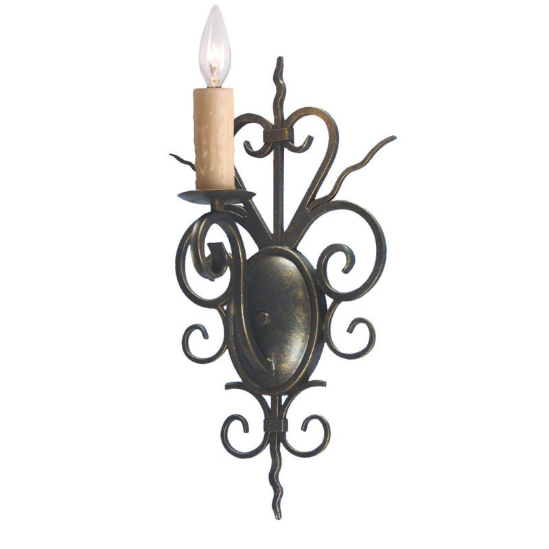 Kenneth 1 - Light Candle Wall Light, Gilded Tobacco, No Shade