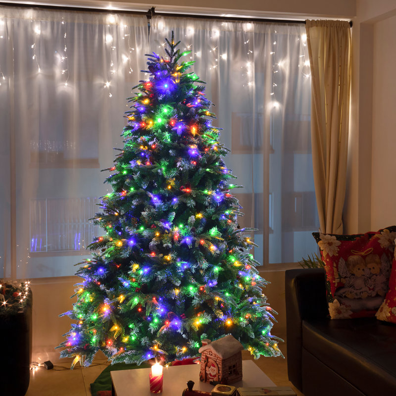 Arbre de Noël vert pin pin cachemire avec lumières DEL, H 7 pi